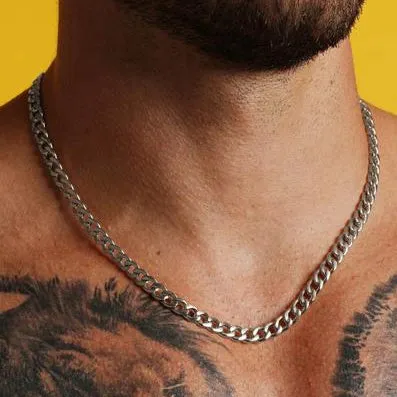 7mm Stainless Steel Curb Chain Necklace