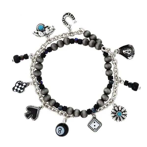 Checks & Charm Fashion Charm Bracelet