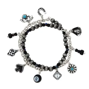 Checks & Charm Fashion Charm Bracelet