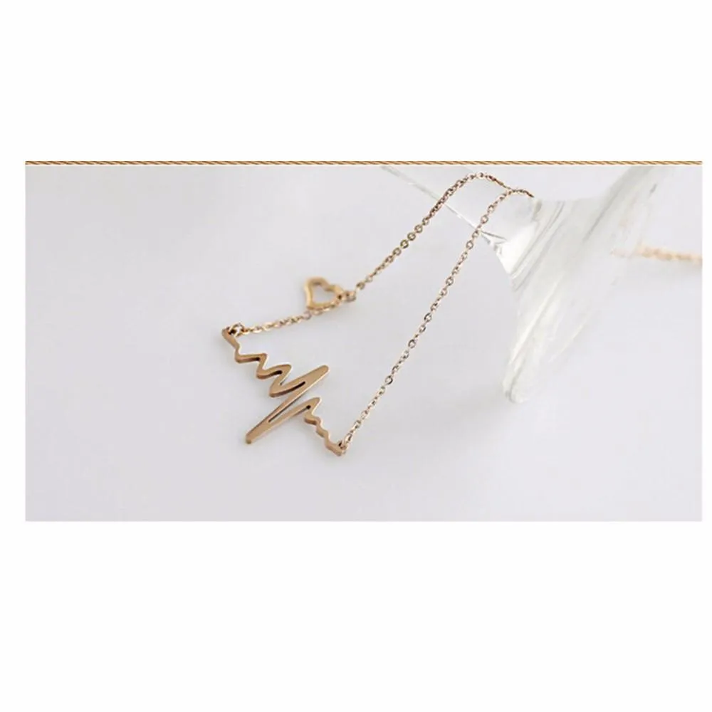 EKG Heart Beat Rose Gold Necklace