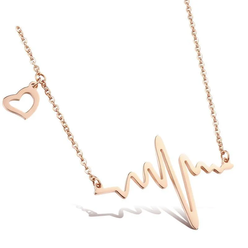 EKG Heart Beat Rose Gold Necklace