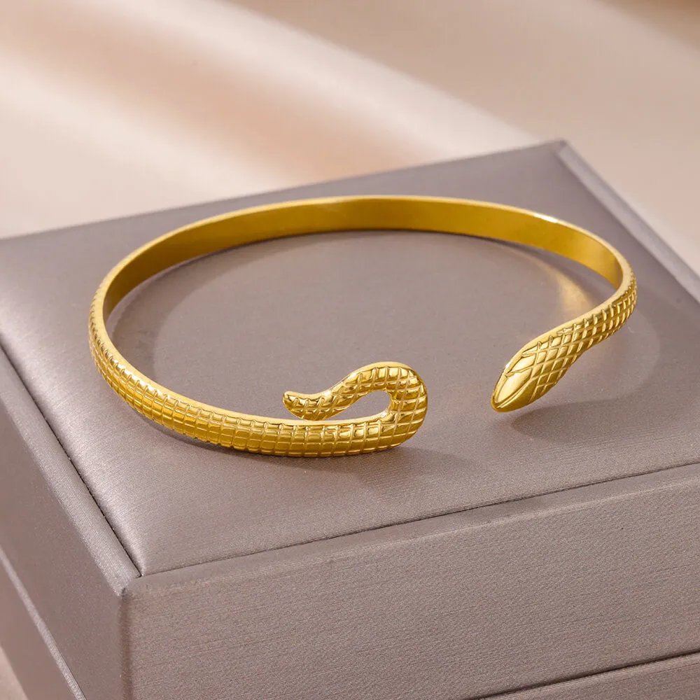 Elegant Gold Snake Bangle Bracelet