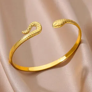 Elegant Gold Snake Bangle Bracelet