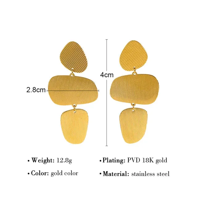Elegant Striped Metal Texture Irregular Dangle Drop Earrings