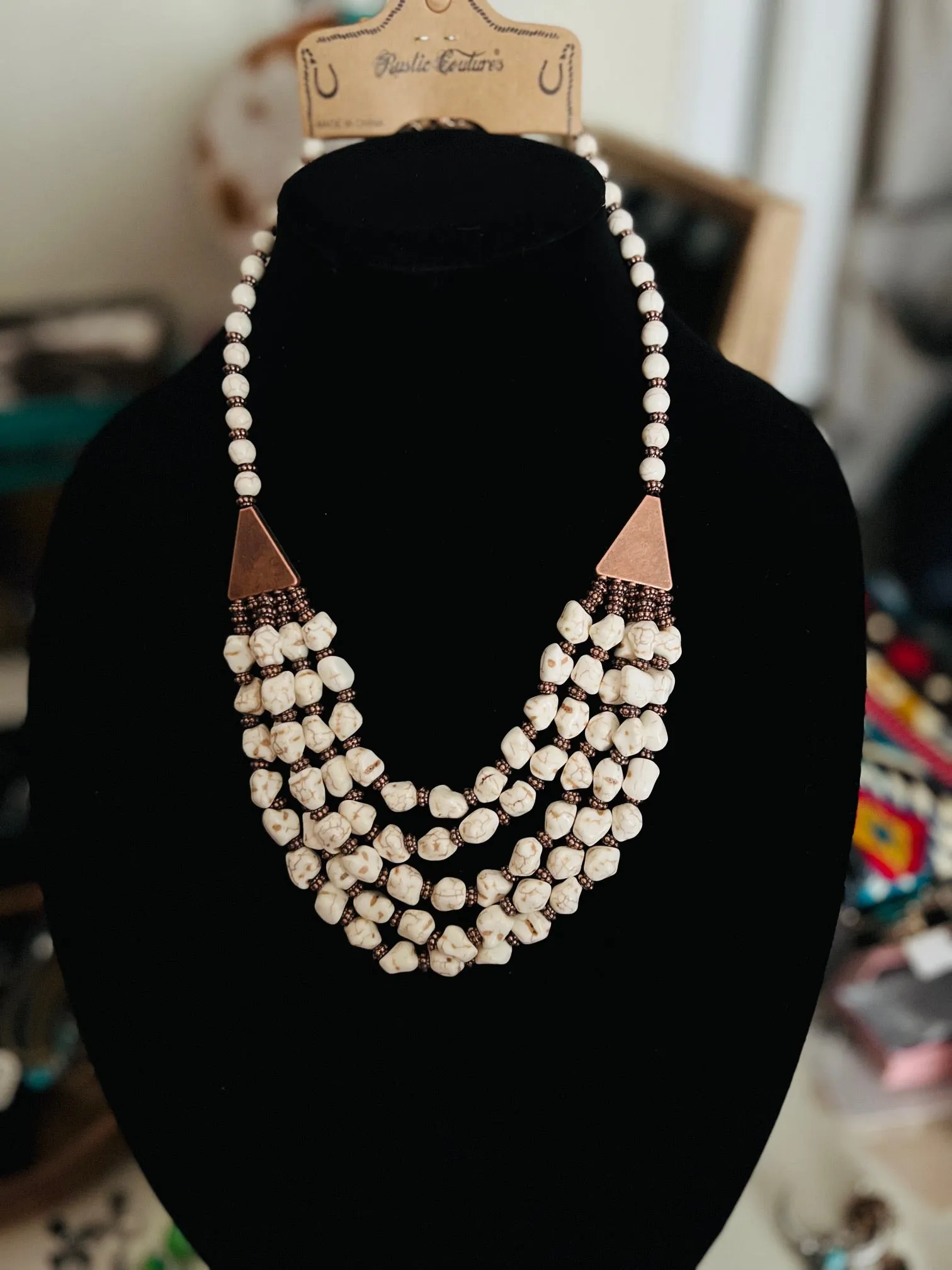 Natural Stone Layered Aztec Necklace