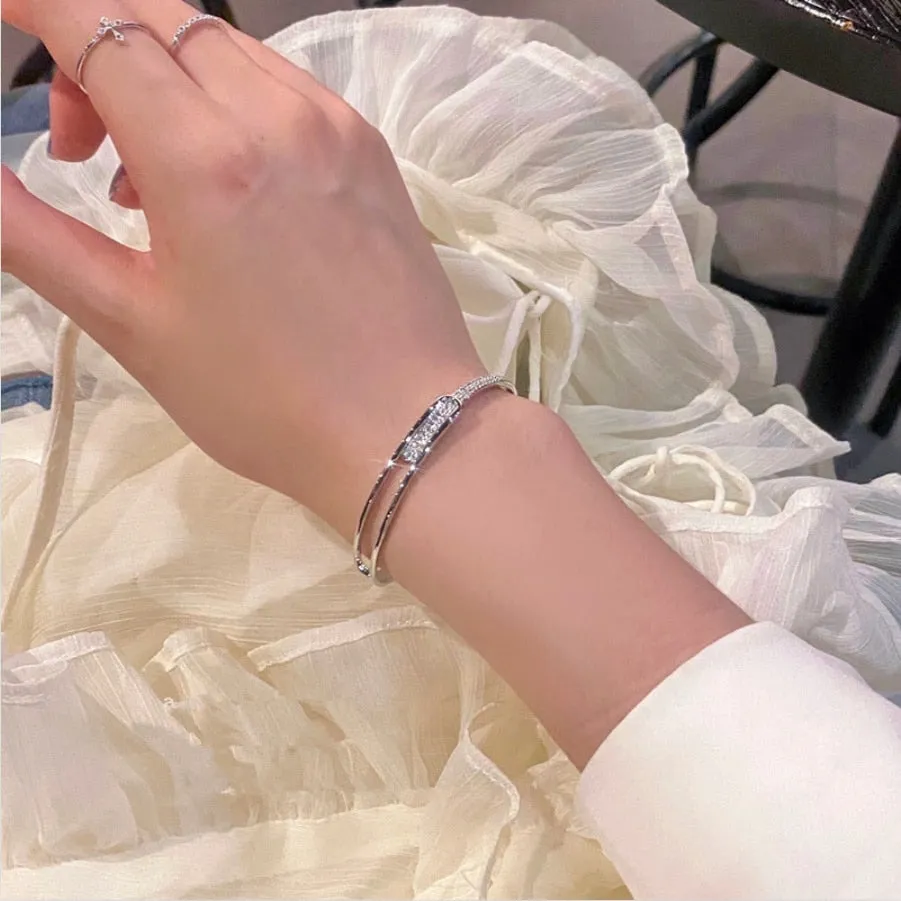 Rhinestones Crystal Inlaid Cuff Open Bangle Bracelet