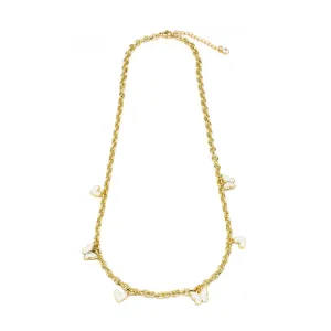 Simply Jewels Minimalist Gold Butterfly & Heart Charm Necklace