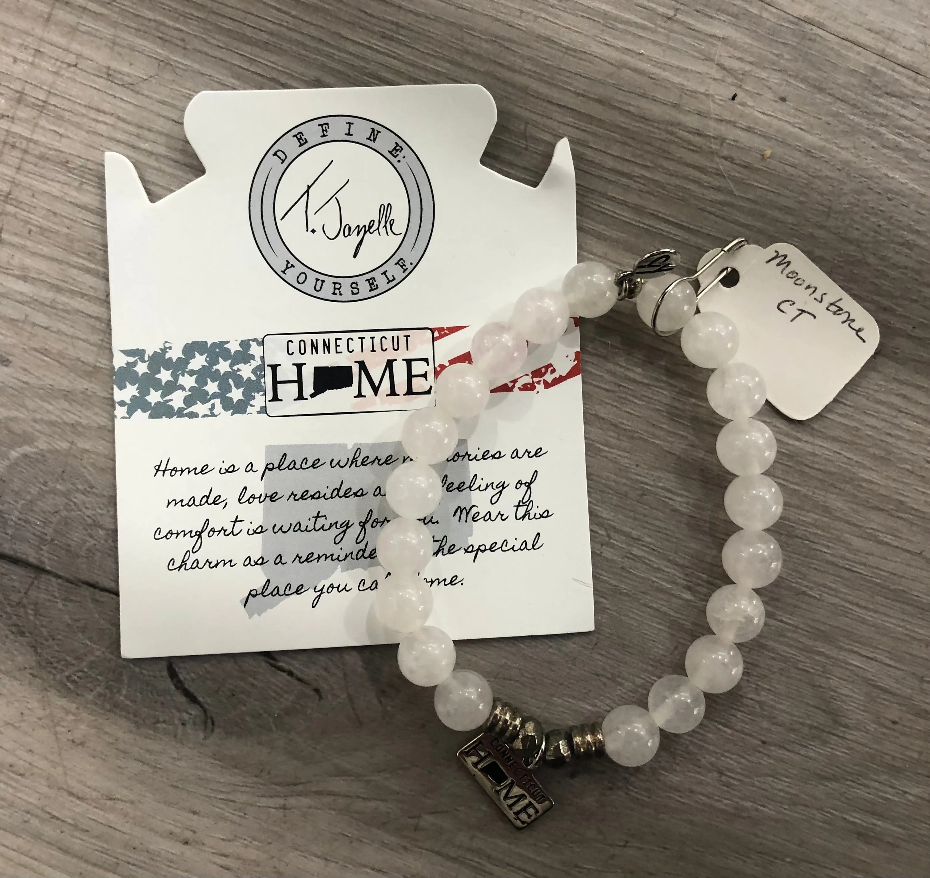 T.Jazelle - Moonstone Stone "Home" Connecticut Charm Bracelet